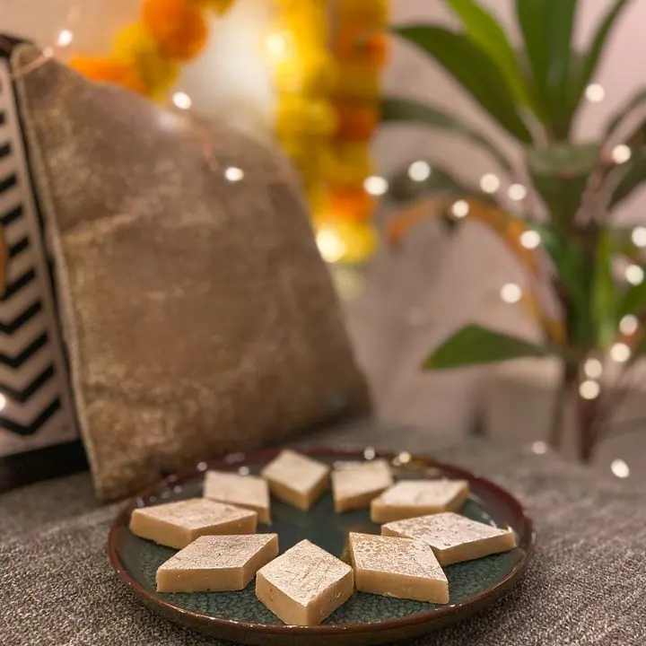 Kaju Katli Gift Box — Kaju katli in a rigid festive gift box.