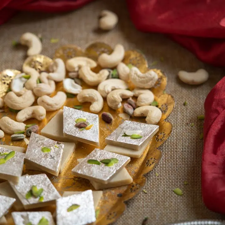 Kaju Katli — Thin cashew diamonds — the gifting classic.