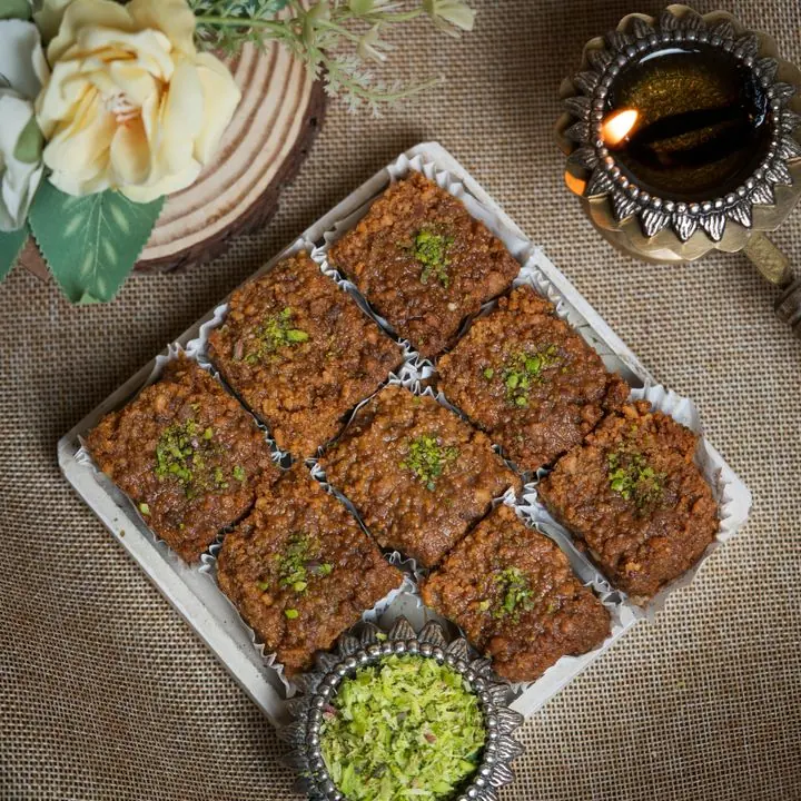 Anjeer Barfi — Fig and nut barfi, naturally rich.