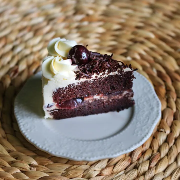 Black Forest Pastry — Chocolate, cream and cherry in a slice.
