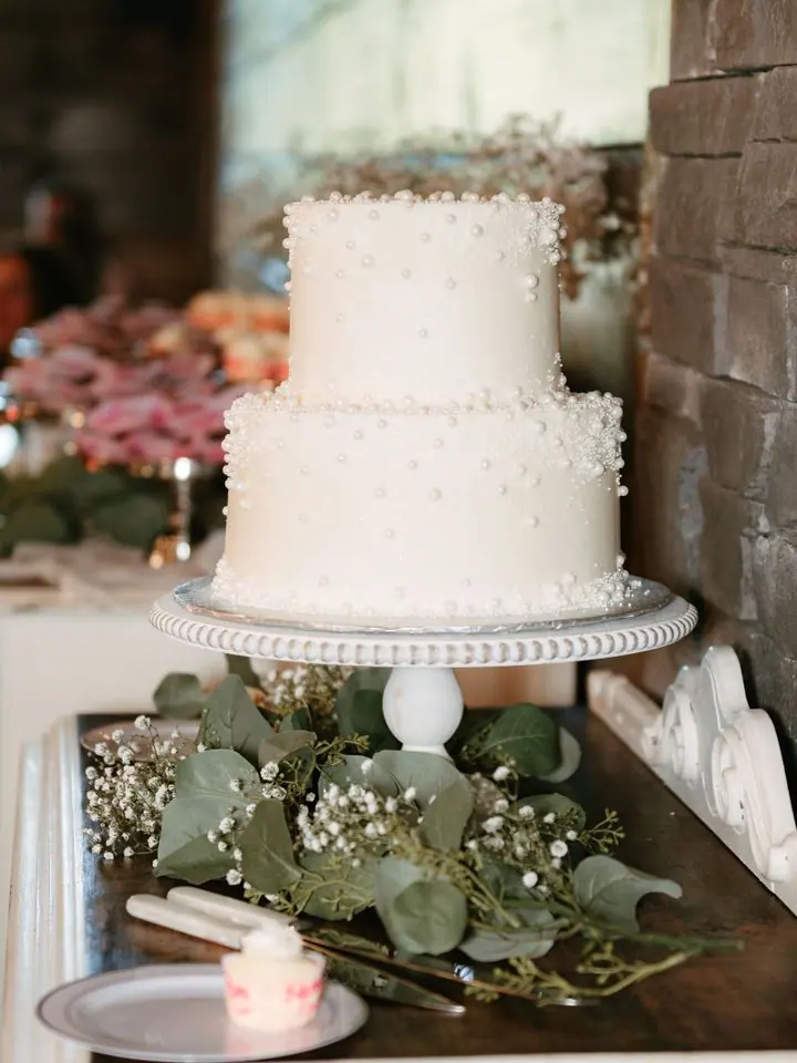 White two-tier celebration cake