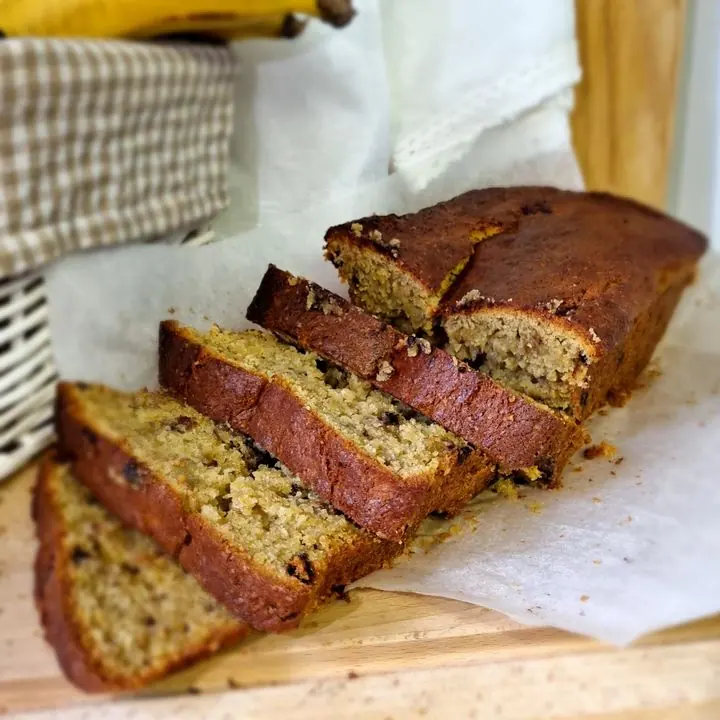 Banana Walnut Loaf — Moist banana tea cake with walnuts.